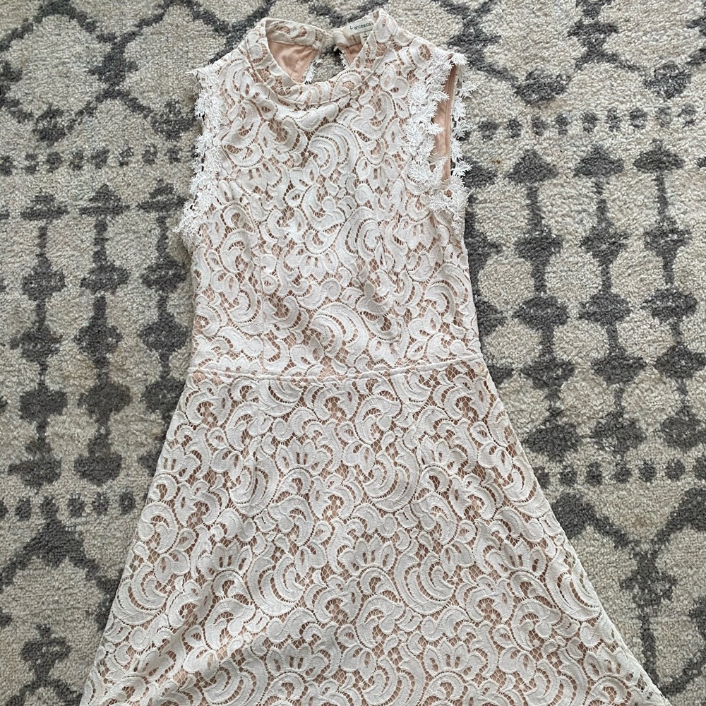 Only Worn Once!  High-neck white lace dress!